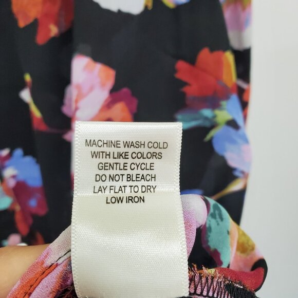 Floral & Ivy Womens 2X Button Front Chiffon Blouse Black Sheer Lightweight Top - Picture 12 of 14